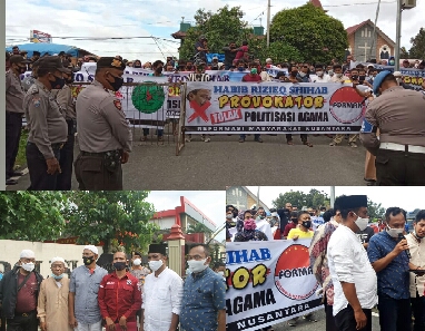 Empat Elemen Masyarakat Demo Mapoldasu, Tolak Kedatangan Habib Rizieq