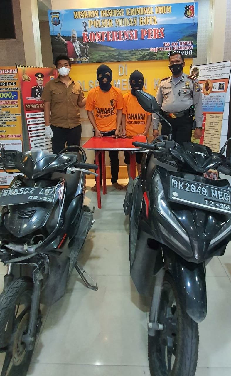 Dua Pelaku Ranmor Diringkus Tekab Polsek Medan Kota