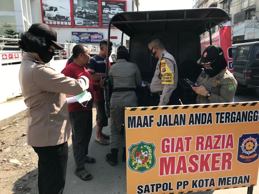 Gelar Ops Yustisi, Polsek Medan Kota Tindak Warga Langgar Protkes Covid-19