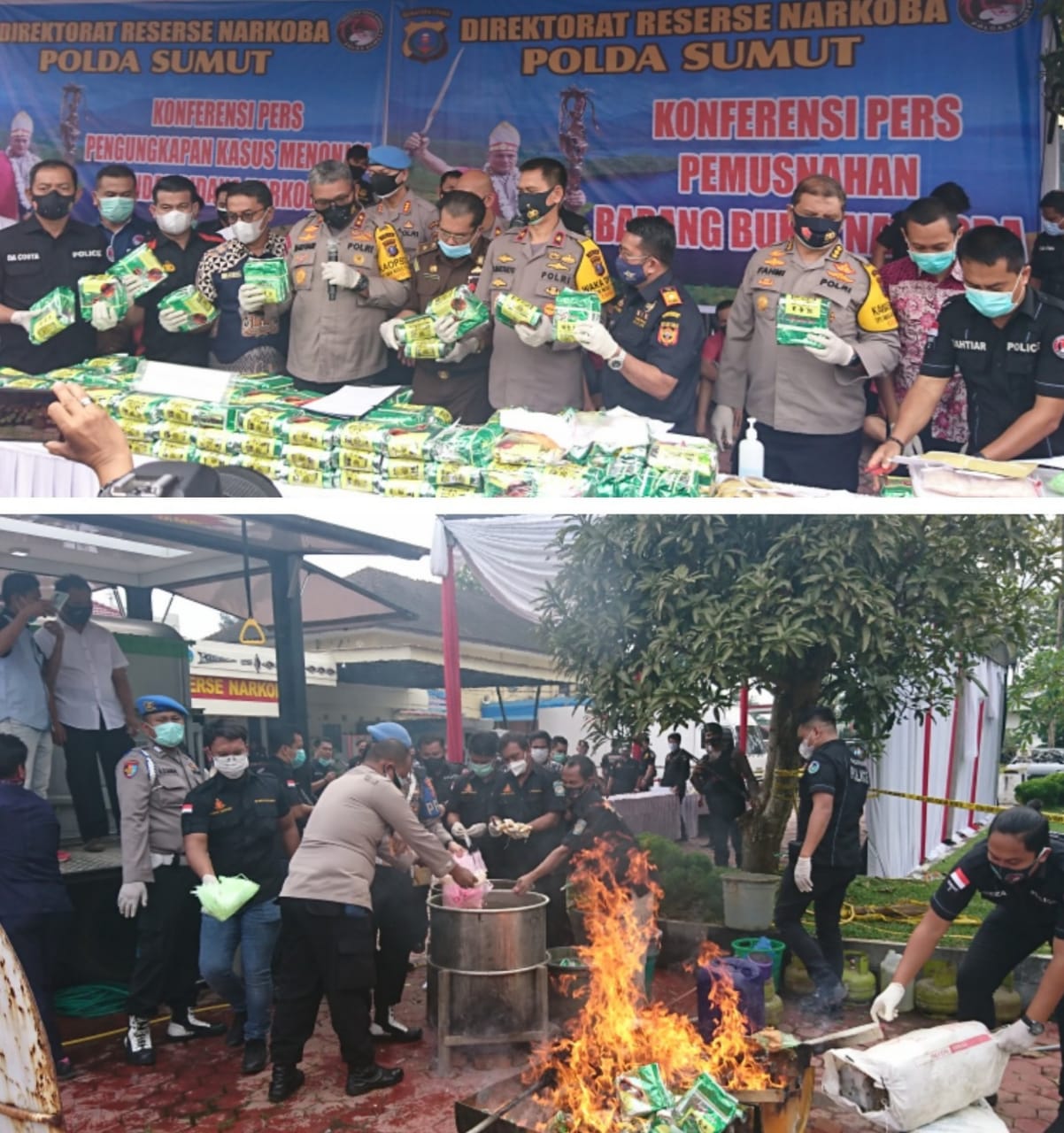Polda Sumut Musnahkan, Shabu 151.741,02 gram, 58.241 Butir Ekstasi dan 81,71 Kg Ganja