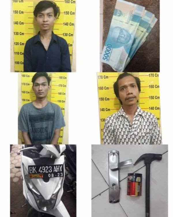 Polsek Delitua Ringkus 2 Pelaku Pembobol Kedai Rokok, Seorang Penadah Tururt Diamankan