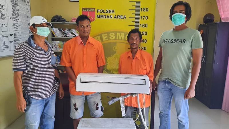 Reskrim Polsek Medan Area Amankan Duo Pria Pencuri AC