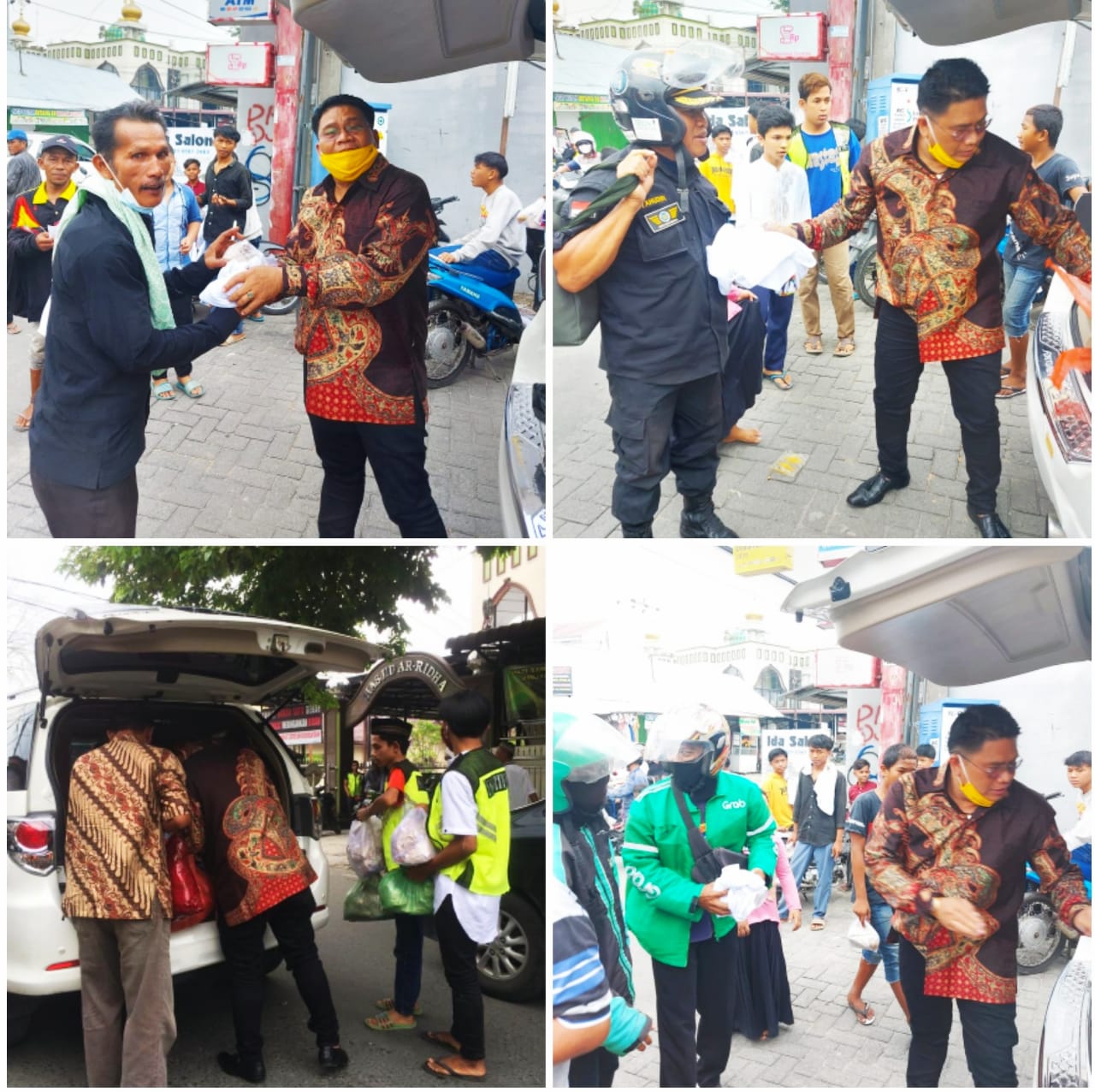SUMUT24 Jumat Berkah Berbagi 100 Nasi Bungkus dan Masker Kepada Ojol, Tukang Becak dan di Mesjid