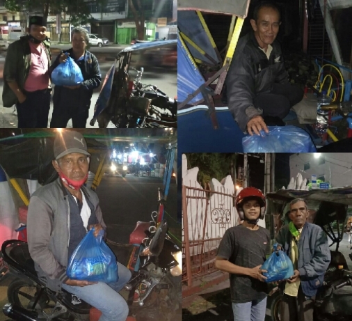 Pilkada Medan Damai, Bakopam Bagikan Sembako Kepada Abang Becak