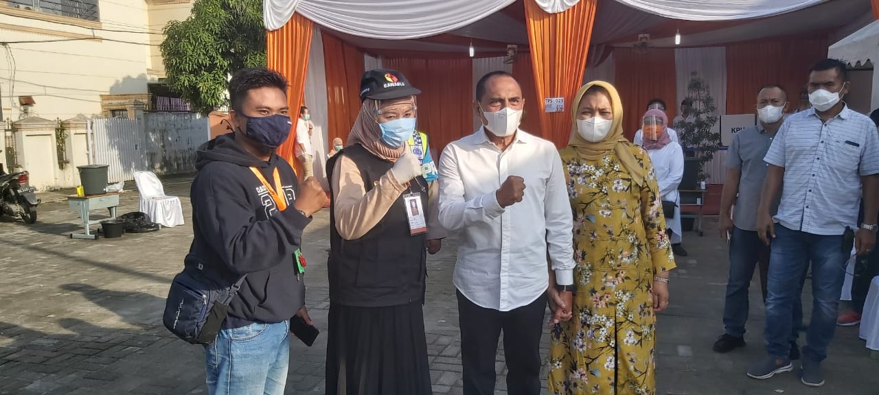 Gubsu Edy Coblos di TPS 23 Medan Johor