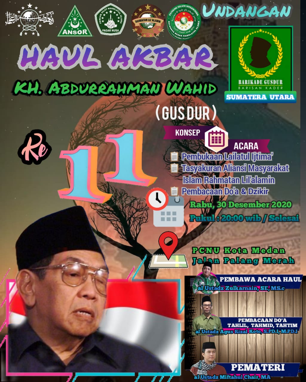 Komunitas Barikade Gusdurian Sumut Peringati Haul Gusdur ke XI