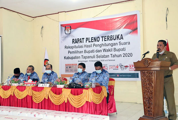 KPU Tapsel Gelar Rapat Pleno Rekapitulasi Pilkada Tapsel 2020