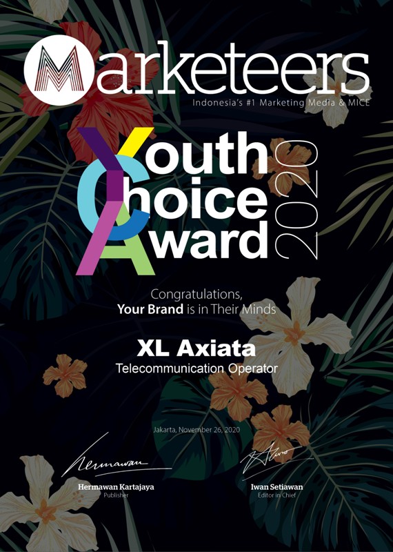 XL Axiata Raih Penghargaan Marketeers Youth Choice Brand of The Year 2020
