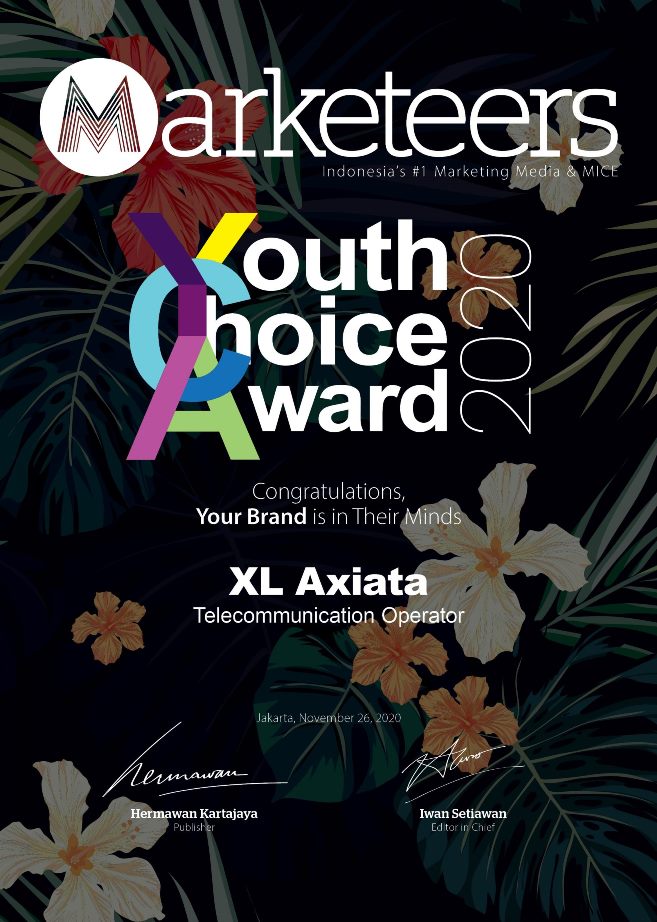 XL Axiata Raih Penghargaan Marketeers Youth Choice Brand of The Year 2020
