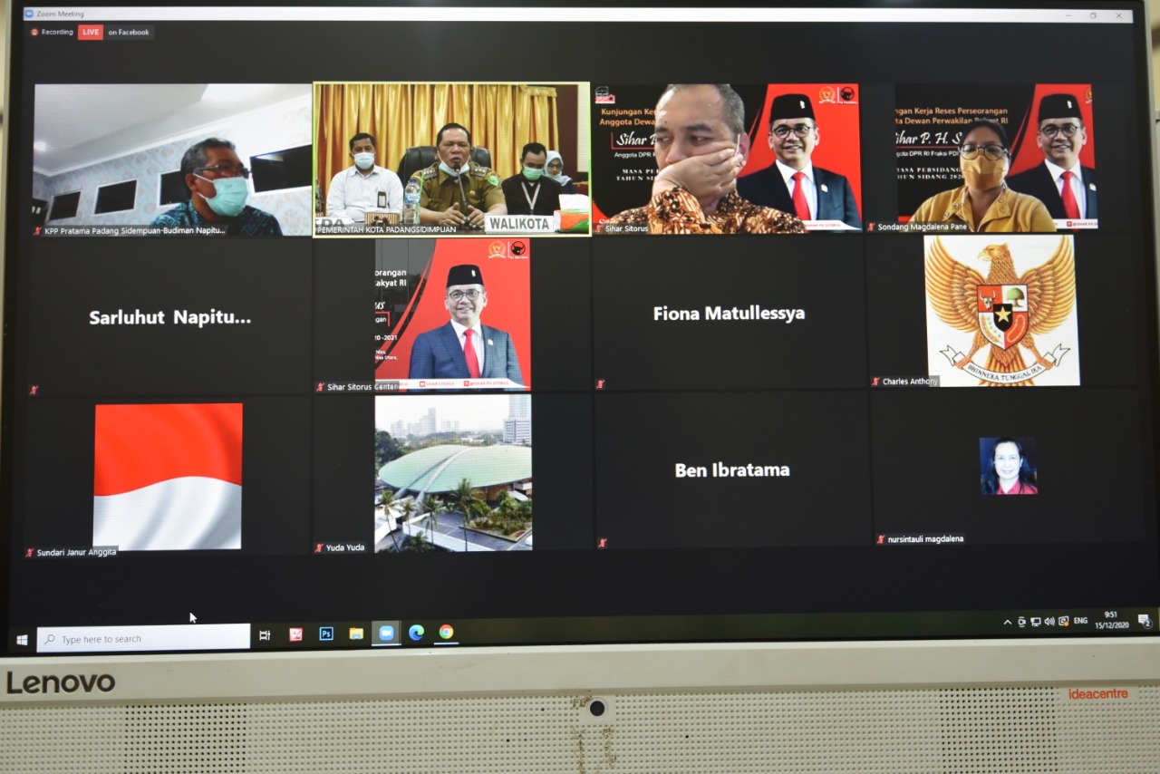 Reses Anggota DPR RI Virtual, Walikota Irsan Harapkan Perhatian   khusus dari Pemerintah Pusat Untuk Kota PSP