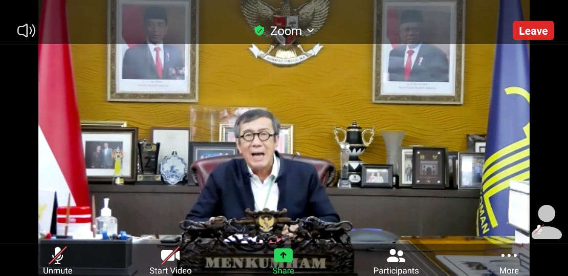 Audensi Virtual PWI Pusat/Panitia HPN 2021 bersama Menteri Hukum dan Ham, Ini Kata Yasonna