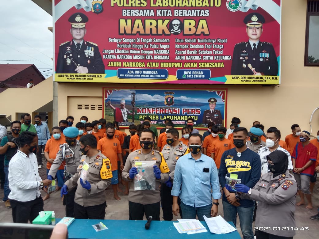 Jajaran Polres Labuhan Batu Amankan 35 Pelaku Narkoba di Januari 2021, 1 Diantaranya Ditembak