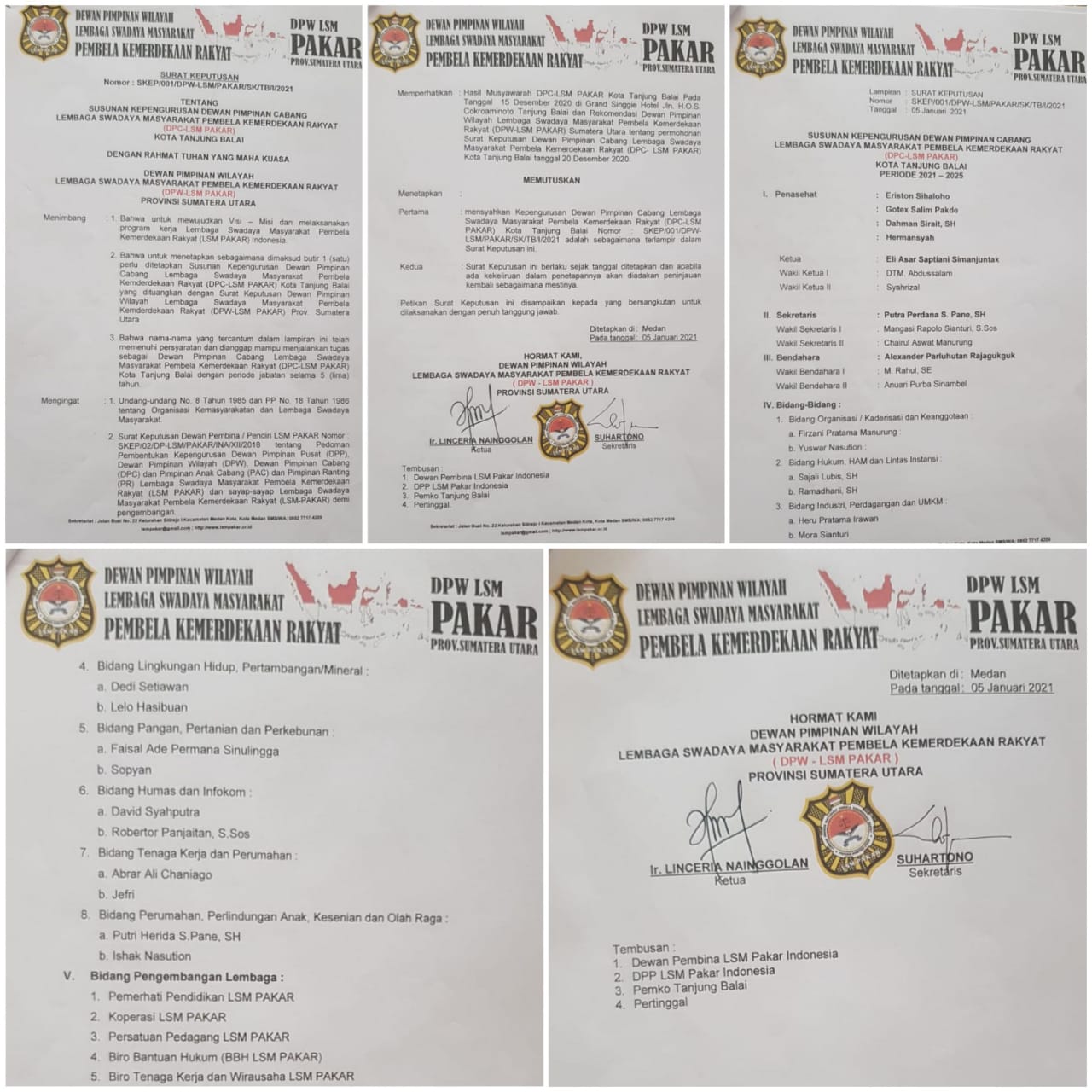 Eli Asar Saptiani Simanjuntak Pimpin DPC LSM PAKAR Kab. Tanjung Balai Priode 2021-2025