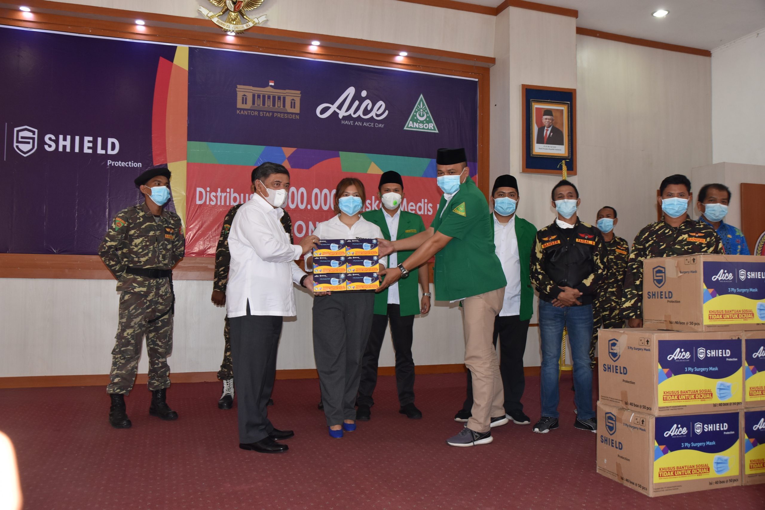 Pemkab Deli Serdang Terima Bantuan Masker Dari Kerjasama GP Ansor dan PT. Aice Group