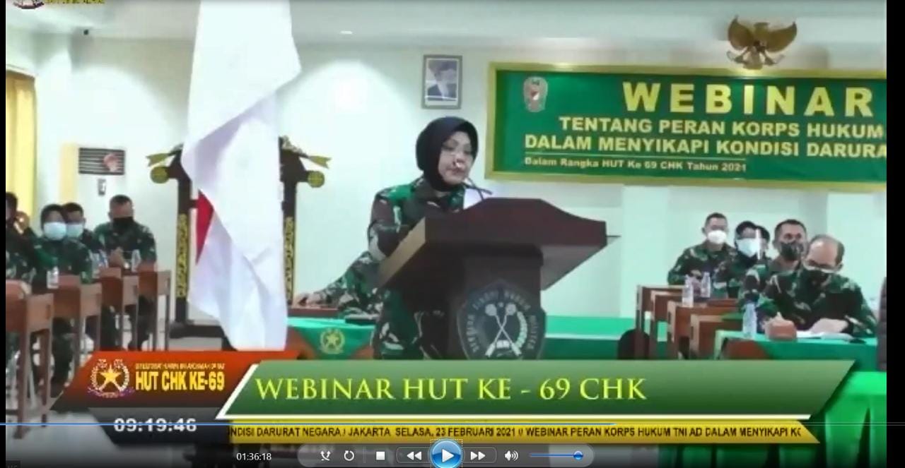 Sambut HUT ke-69 Korps Hukum TNI AD , STHM AHM-PTHM Ditkumad Webiner Bersama jajarannya Pamasis/Mahasiswa STHM maupun Mahasiswa Magister