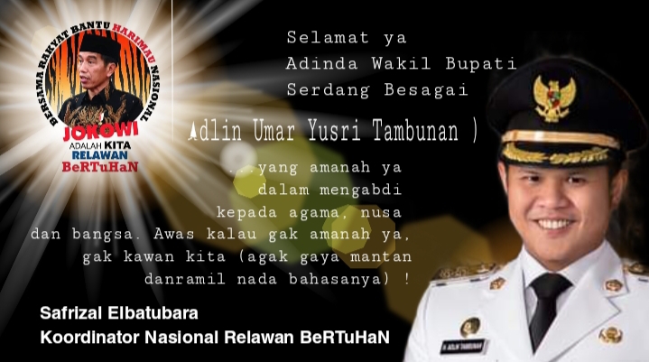 Wabup Sergai Adlin Yusri Dilantik, Ini KataÂ  KornasÂ  RelawanÂ  BERTUHANÂ 