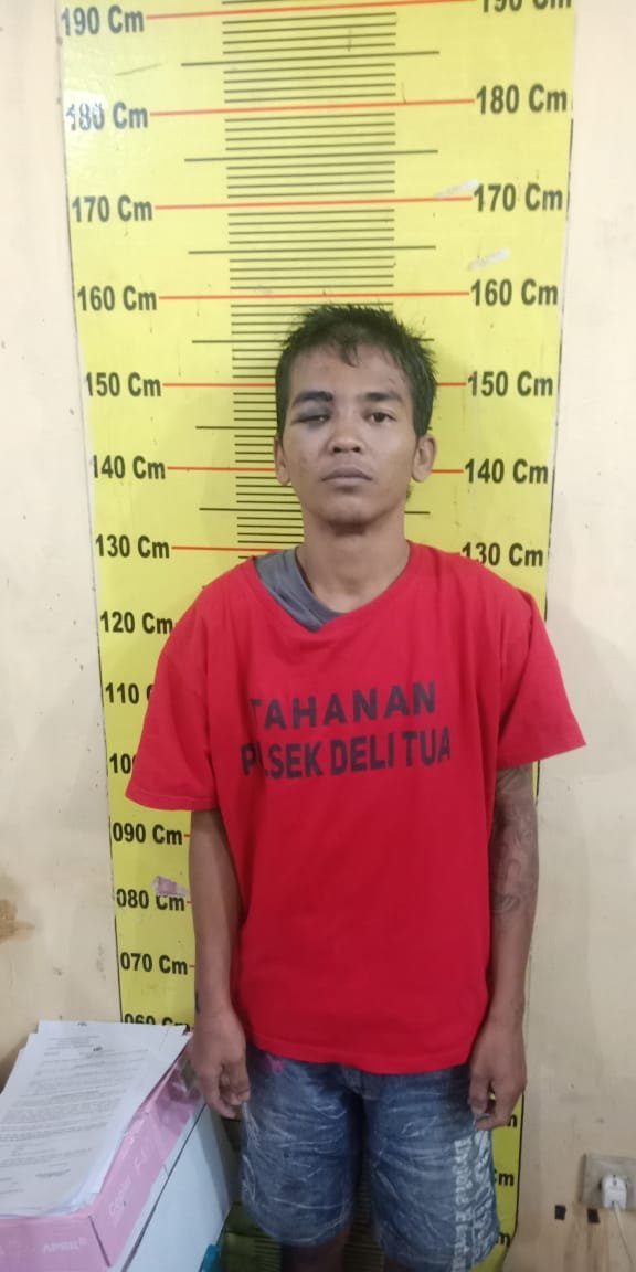 Feri Pelaku Pencuri Motor Revo Dibekuk Tekab Polsek Delitua