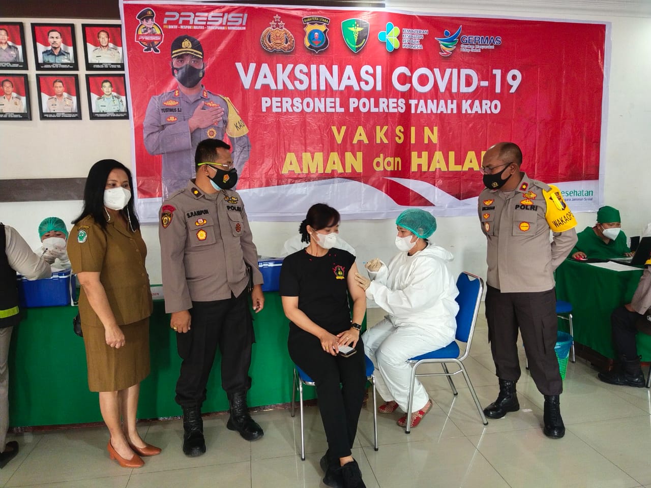 Pelaksanaan Vaksinasi Personil Polres Tanah Karo tahap IÂ  Tahun 2021.