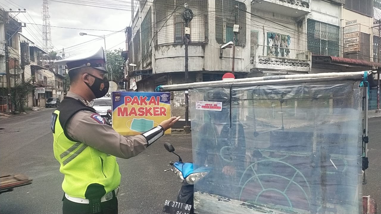 Sat Lantas Polres Tanjung Balai Ajak Masyarakat Patuhi Prokes