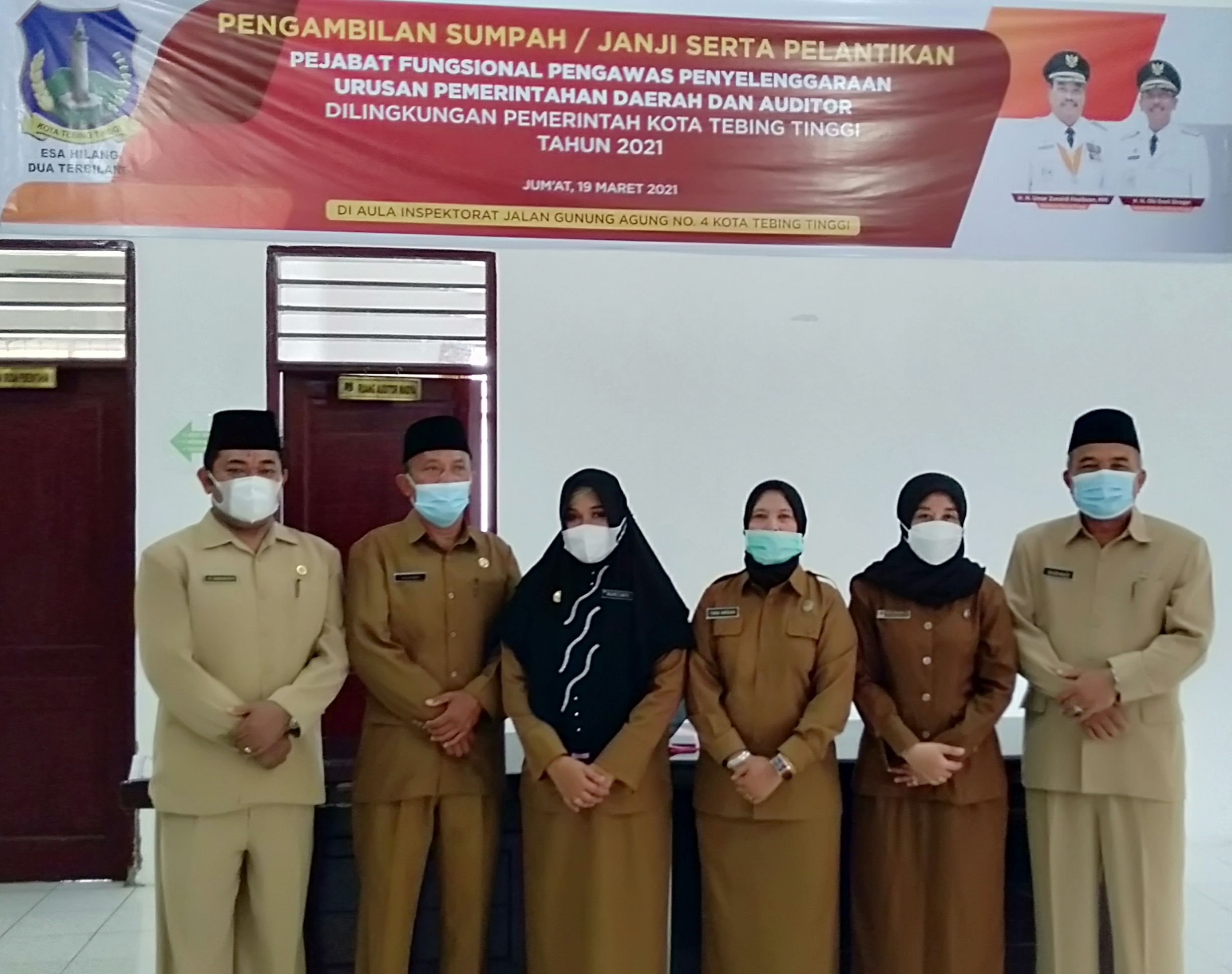 Wali Kota Lantik 7 Pejabat Fungsional P2UPD dan Auditor Inspektorat T.Tinggi