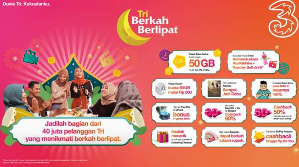 3 Program Indonesia Hadirkan Ramadan, Tri BerkahBerlipat Berikan KeuntunganÂ   Â 