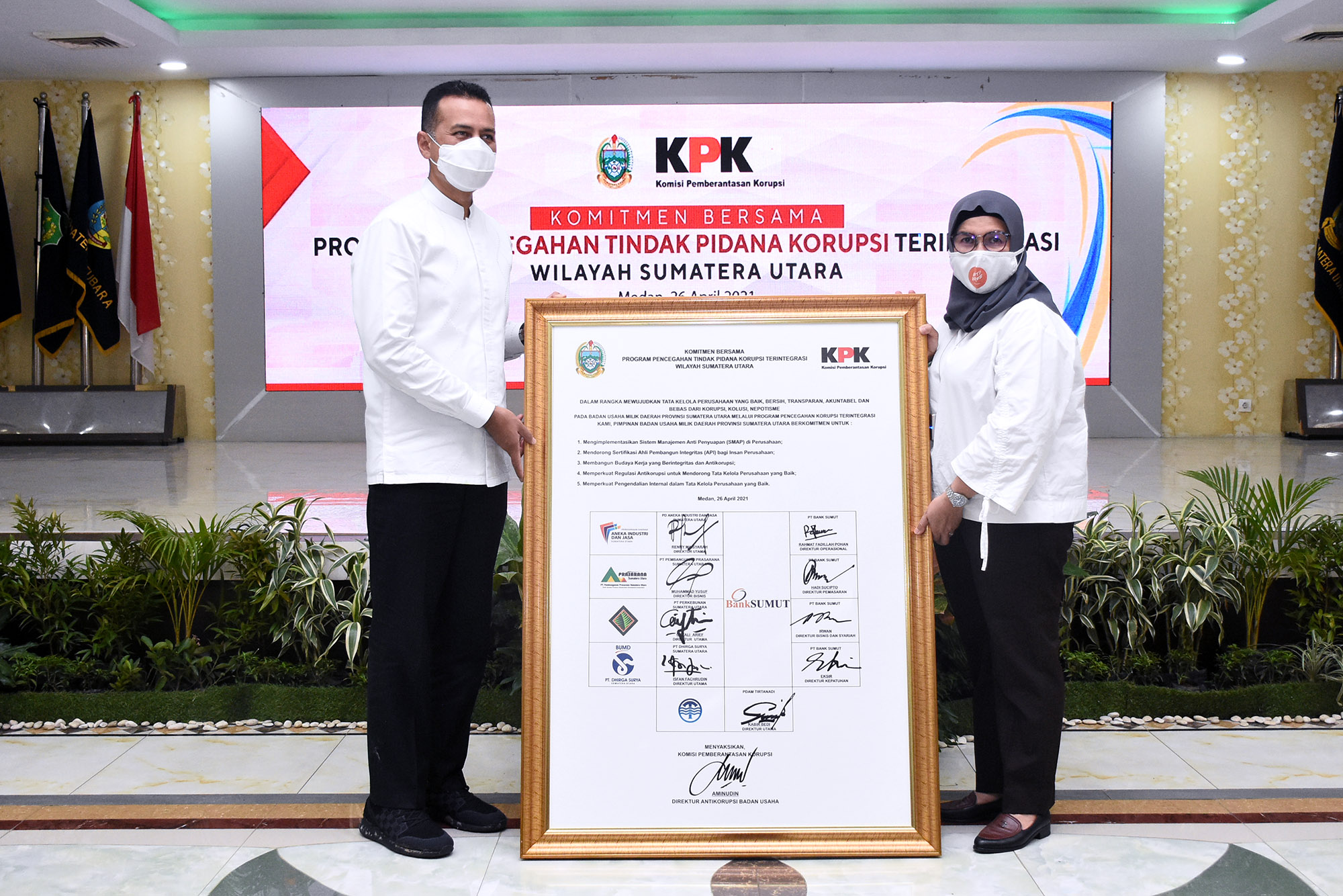 Wujudkan Tata Kelola Perusahaan yang Baik,  BUMD Pemprov Sumut Menandatangani  Komitmen Bersama KPK