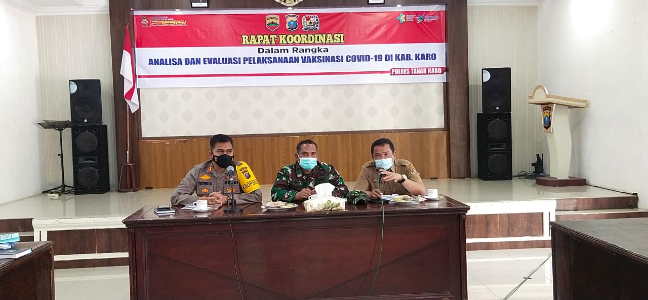 Polres Tanah Karo Gelar  Rakor Analisa dan Evaluasi pelaksanaan Vaksinasi Covid 19Â 