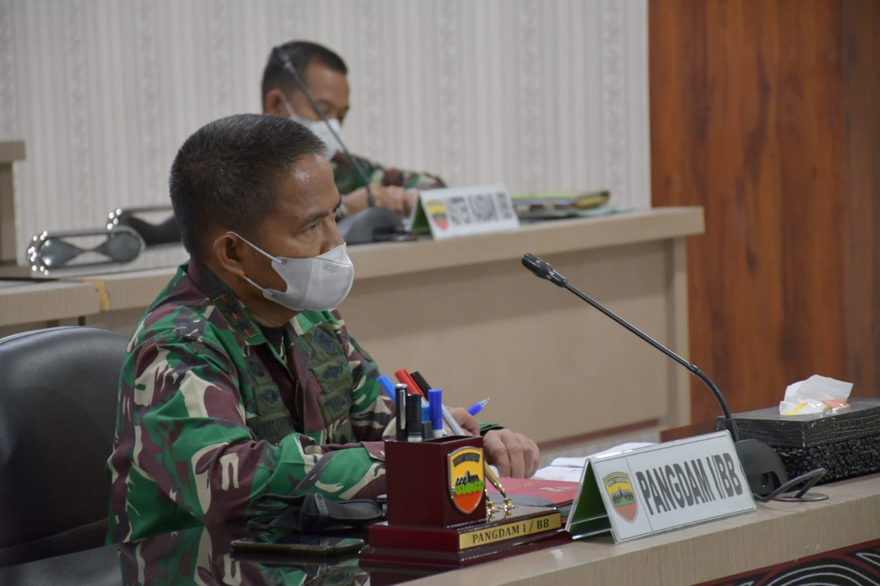 Pangdam I/BB Ikuti Vidcon Kesiapan Kotamaops jajaran Kogabwilhan I Menghadapi Mudik Lebaran 2021