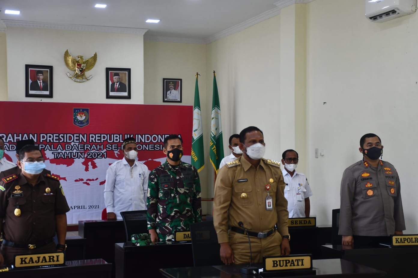 Forkopimda Aceh Timur Virtual Meeting dengan Presiden RI