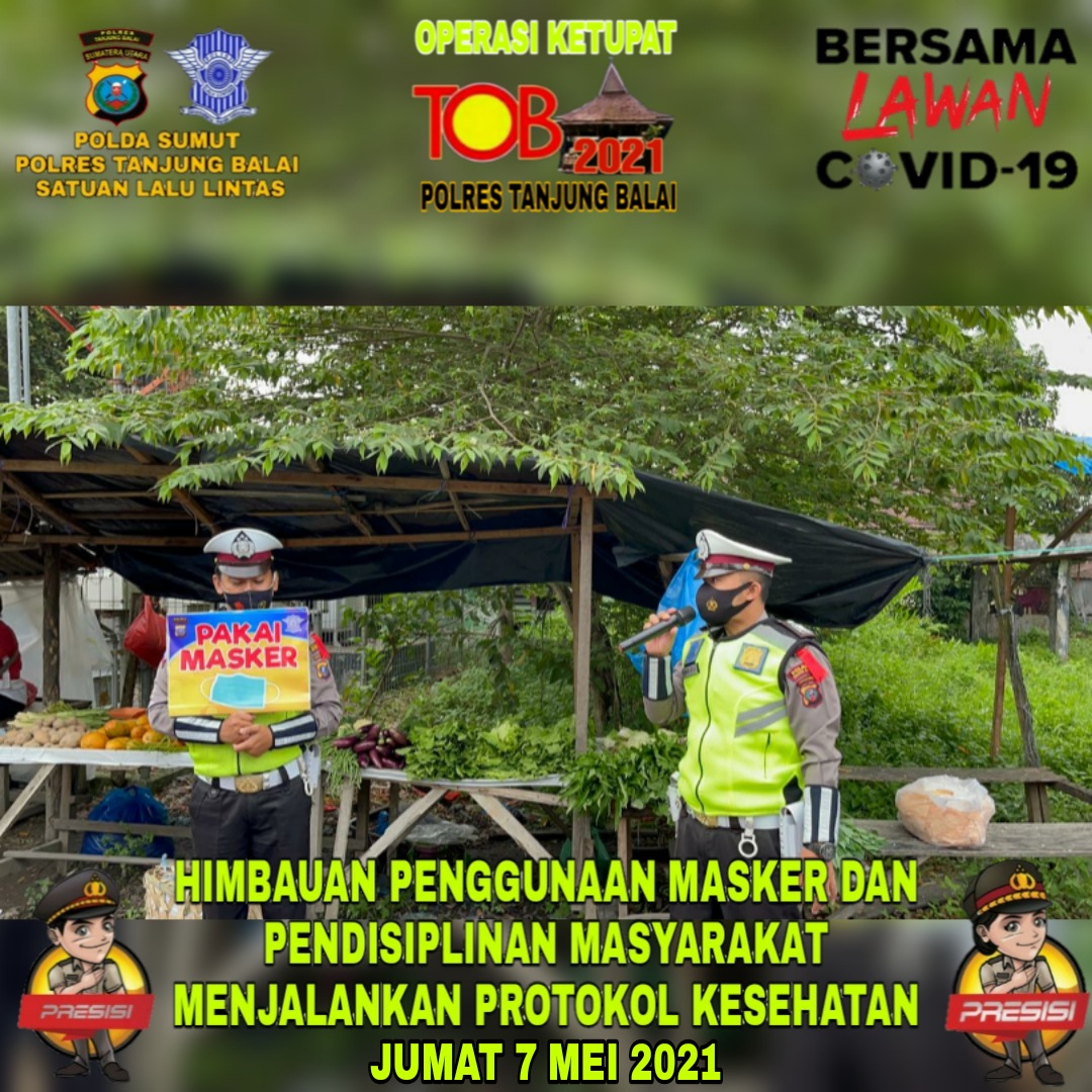 Ops Ketupat Toba 2021, Polres Tanjung Balai Rutin Ops Yustiai Pastikan Masyarakat Mematuhi Prokes