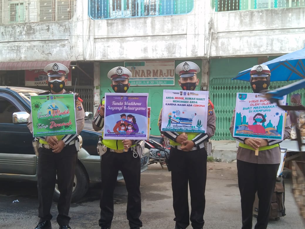 Polres Tanjung Balai Rutin Himbau Warga Tidak Mudik Lebaran Cegah Covid-19