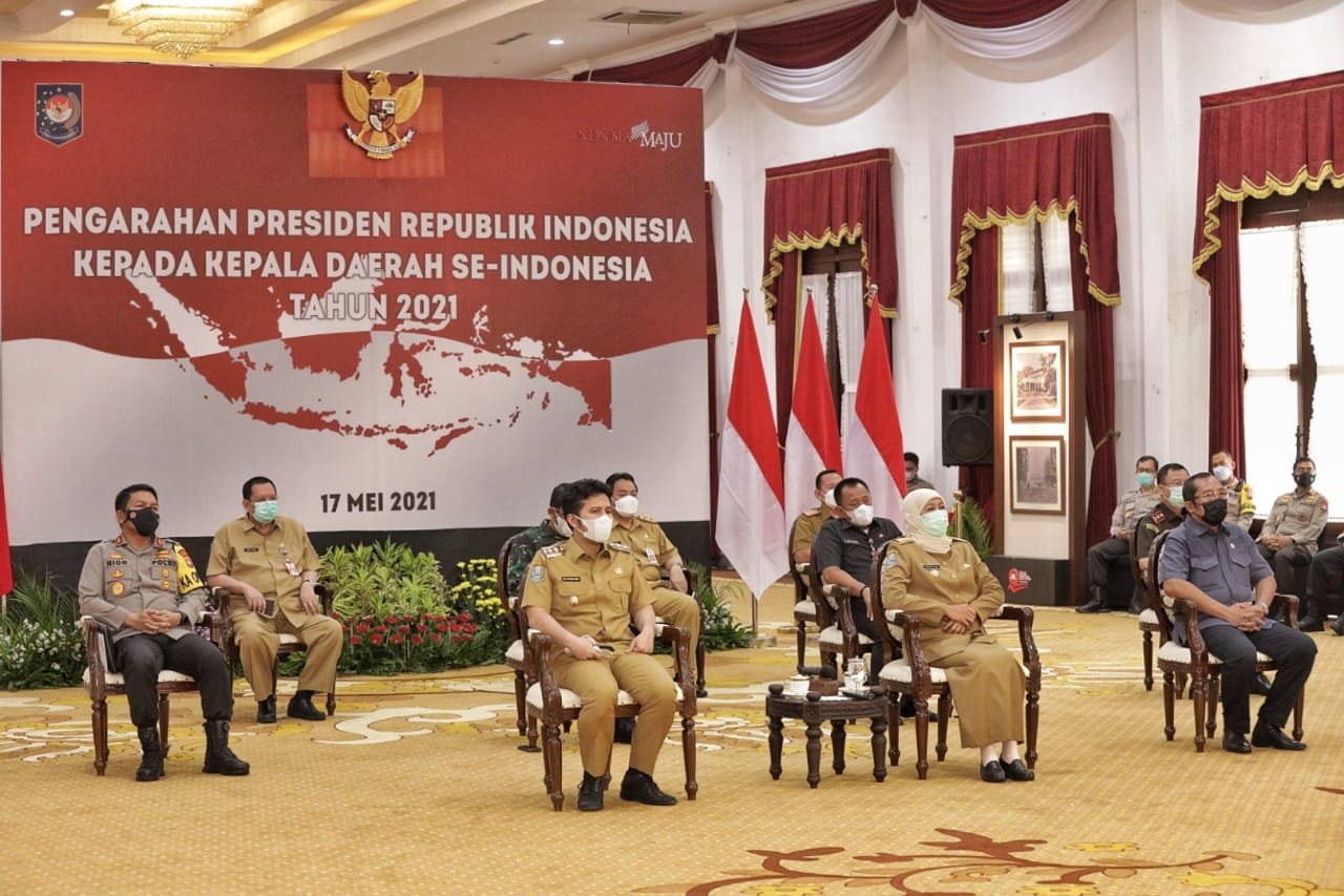 Forkopimda Jatim Ikuti Zoom Meeting Bersama Presiden RI di Gedung Negara Grahadi Surabaya, Ini Kata Jokowi