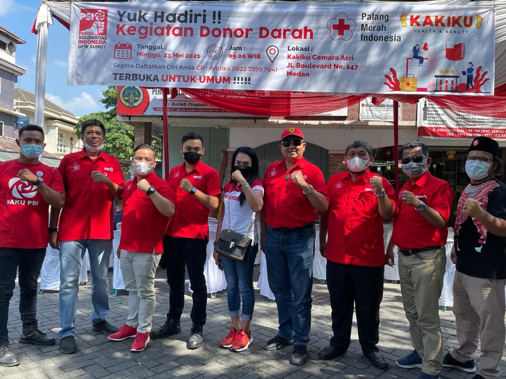 Bekerja Sama dengan PMI, PSI Sumut Menggelar Donor Darah