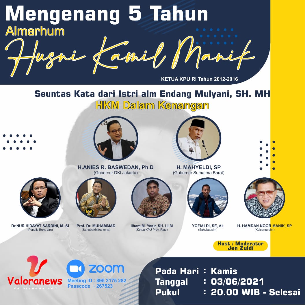 Lima Pembicara berbagi KenanganÂ  bersama Ketua KPU RI periode 2012-2016 Husni Kamil Manik