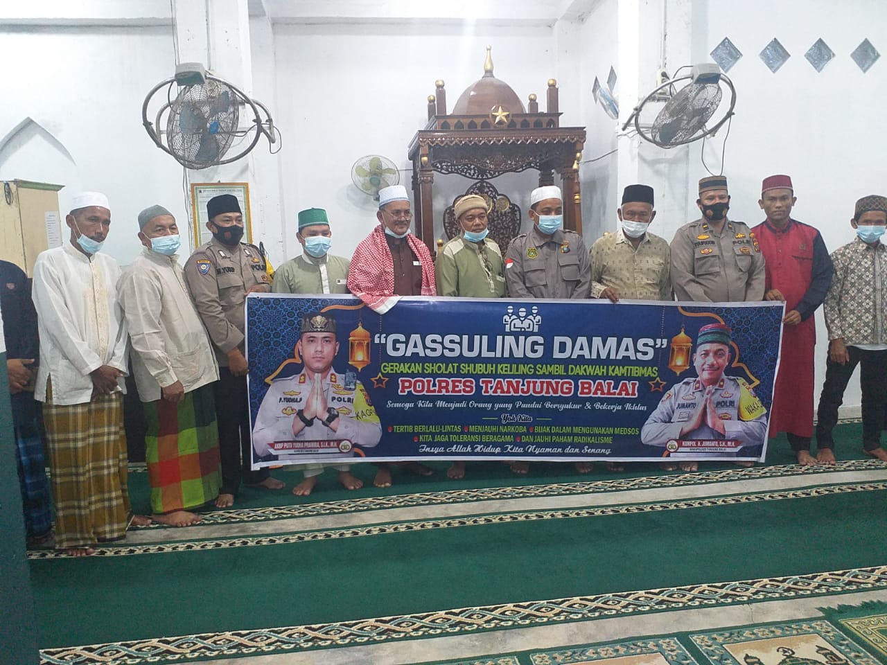 Polres Tanjung Balai Tingkatkan Kamtibmas dan Prokes Melalui Gassuling Damas dengan Dor to Dor di Rumah Ibadah