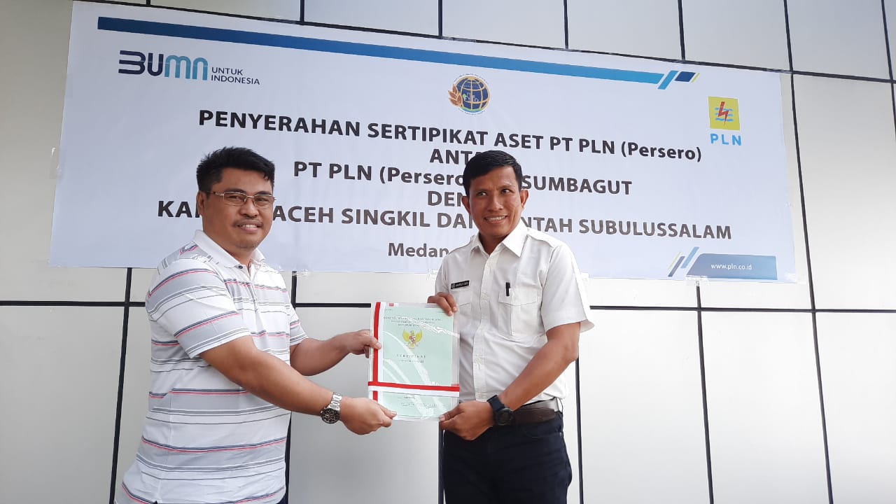 Kantah Singkil dan Subulussalam Serahkan 67 dari 156 Sertipikat Tanah Aset PLN UIP Sumbagut