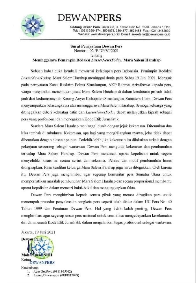 Ketua JMSI Sumut Yakin Polda Sumut Mampu Ungkap Kasus Penembakan Wartawan Mara Salem Harahap di SiantarÂ 