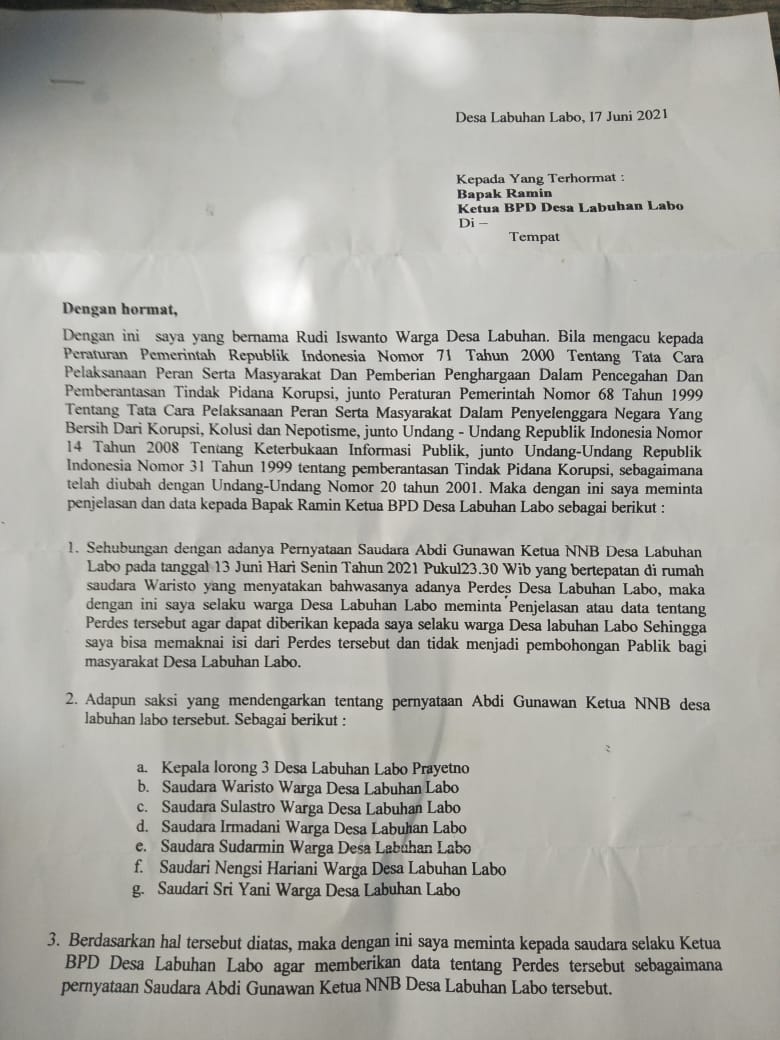 INI KRONOLOGIS AKAR MASALAH DI DESA LABUHAN LABO KEC SIDIMPUAN TENGGARA KOTA SIDIMPUAN