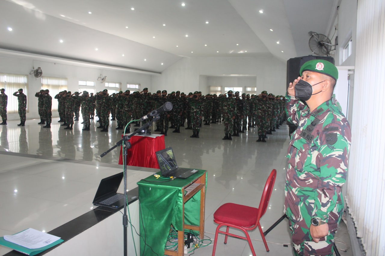 Secara Virtual, Prajurit Yonzipur 1/DD Melaksanakan Upacara Hari Lahir Pancasila