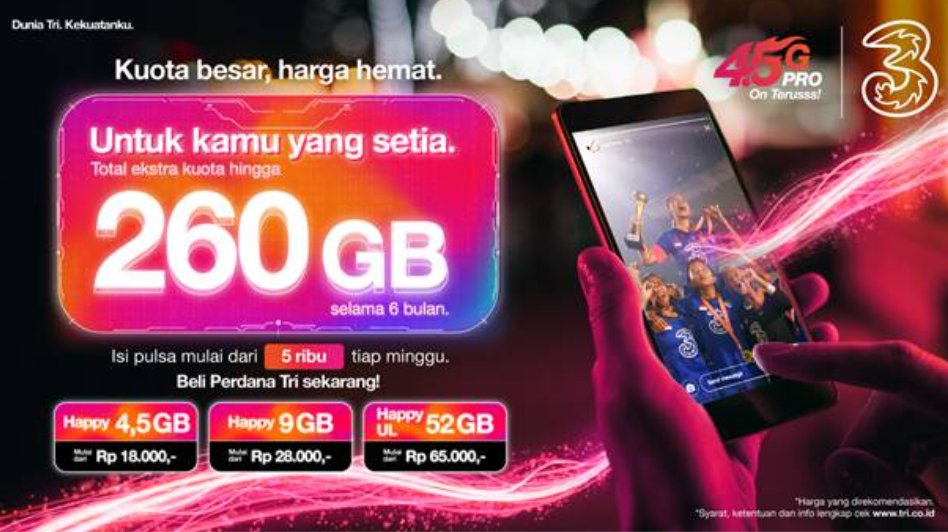 3 Indonesia LengkapiÂ Kebutuhan Akses DigitalÂ MasyarakatÂ di Kota MedanÂ dengan Perdana Happy dan Ekstra Kuota hingga 260 GB