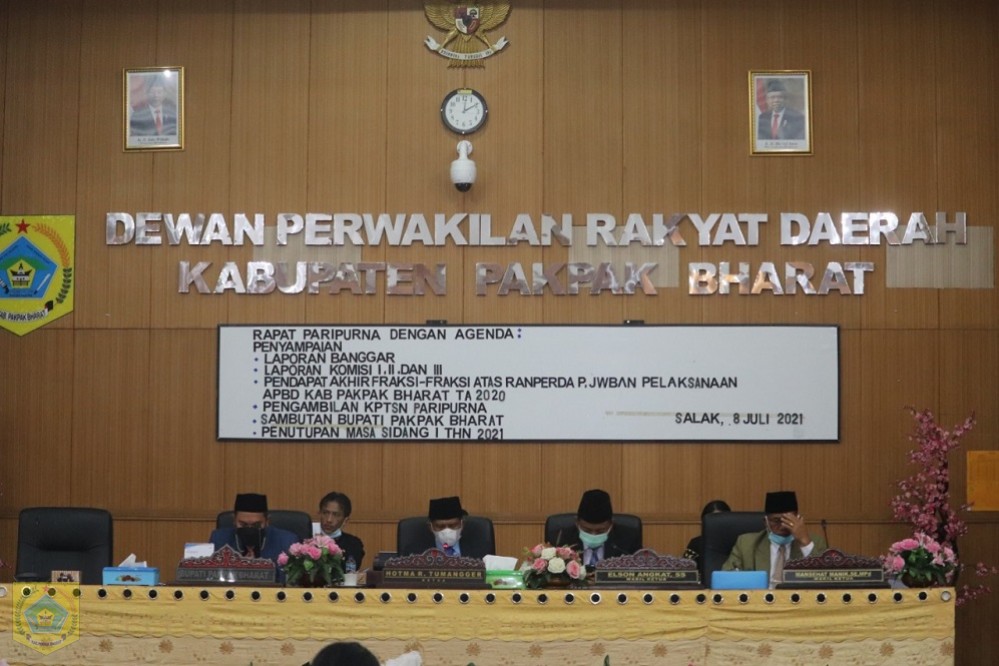 Perda Pertanggung Jawaban Pelaksanaan APBD Kab.Pakpak Bharat TA 2020 Disesuaikan Dengan Hasil Audit BPK-RI