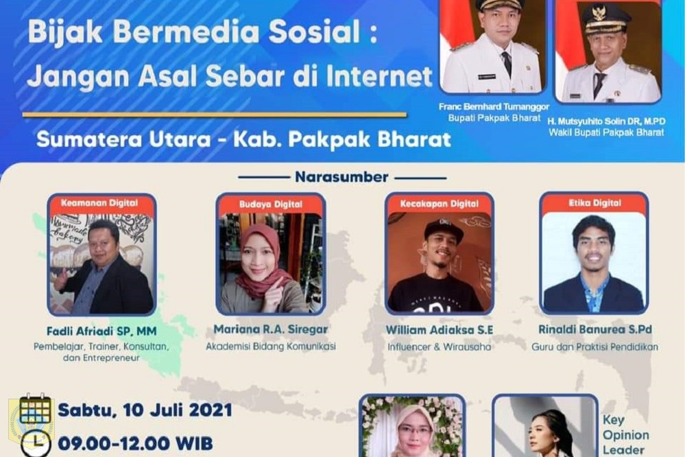 Literasi Digital 2021 Resmi di Buka, Wakil Bupati Pakpak Bharat : Bijaklah Bermedsos