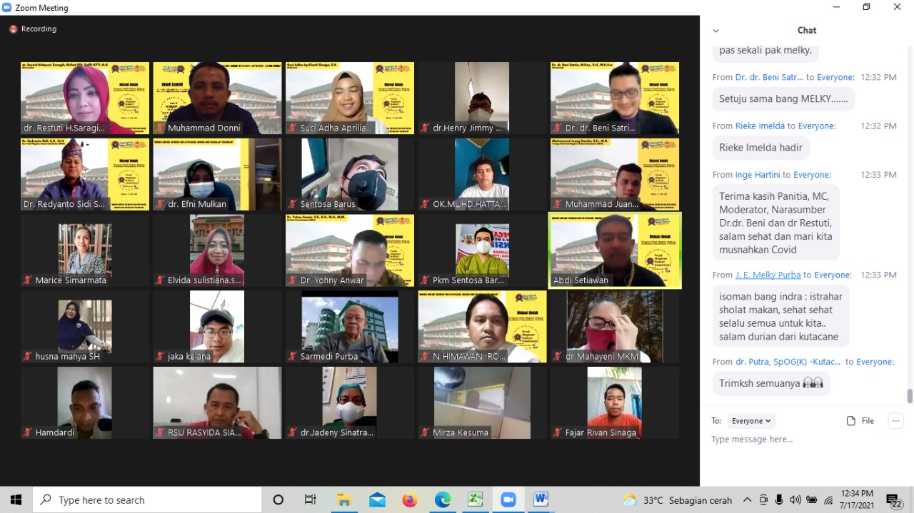 Prodi MHKes UNPAB Gelar Webinar Diskusi Ilmiah dengan Tema â€œProblematika Penanganan Covid-19 oleh Rumah Sakitâ€