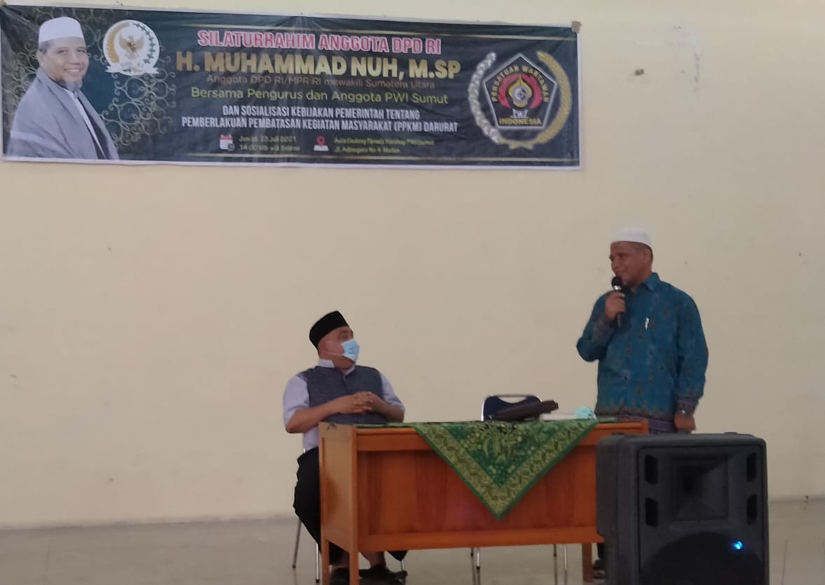 Silaturahmi HM Nuh, Anggota DPD RI dengan PWI Sumut : Pers Sangat Tanggap Situasi Perkembangan Bangsa