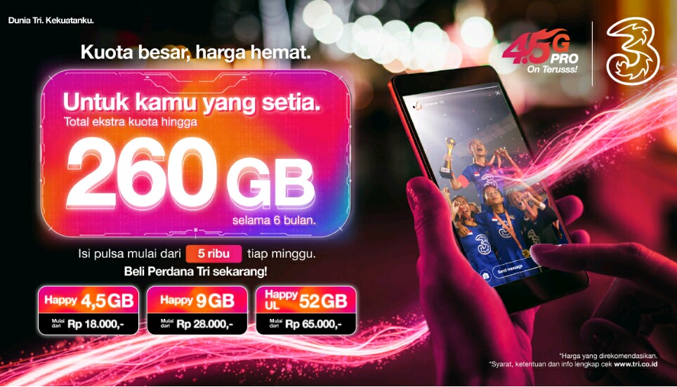 3 Indonesia Hadirkan Perdana Happy dan Ekstra Kuota Hingga 260 G Akses DigitalÂ MasyarakatÂ di Kota Medan