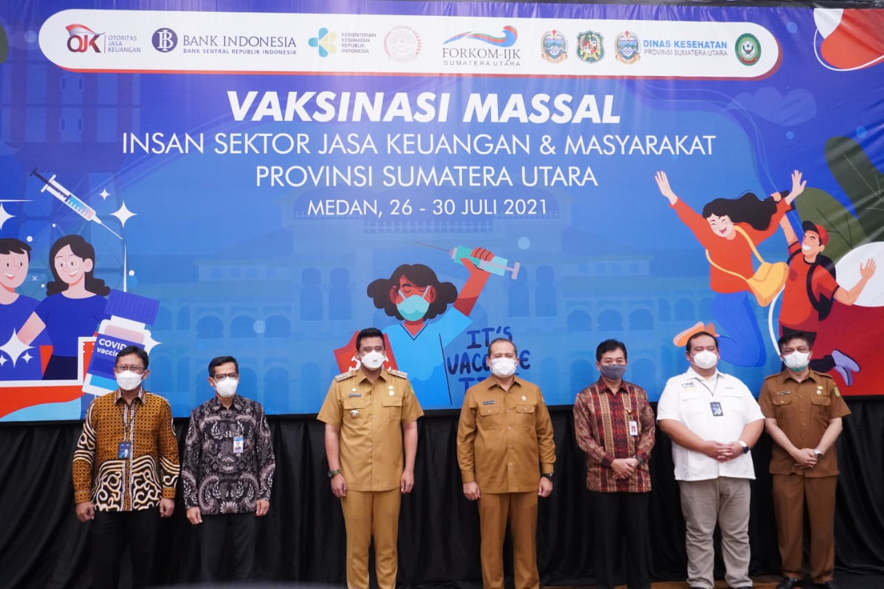 OJK, Bank Indonesia, Forkom IJK, BMPD dan Dinkes PercepatVaksinasi Seluruh Insan Sektor Jasa Keuangan se-Sumut