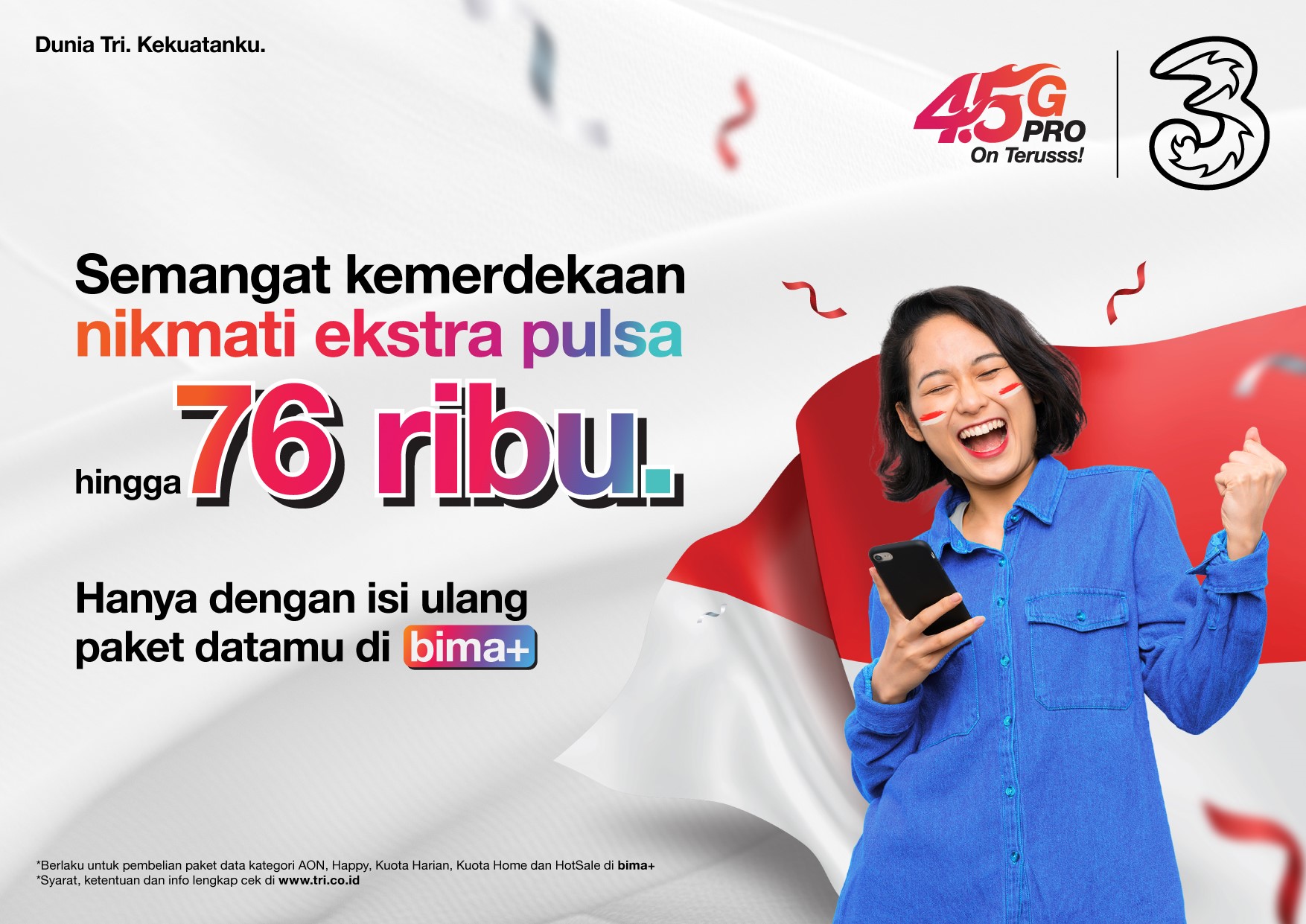 Sambut Hari Kemerdekaan Indonesia ke-76,Â   3 Indonesia Berikan Semangat Kemerdekaan Lewat Ragam Promo Menarik