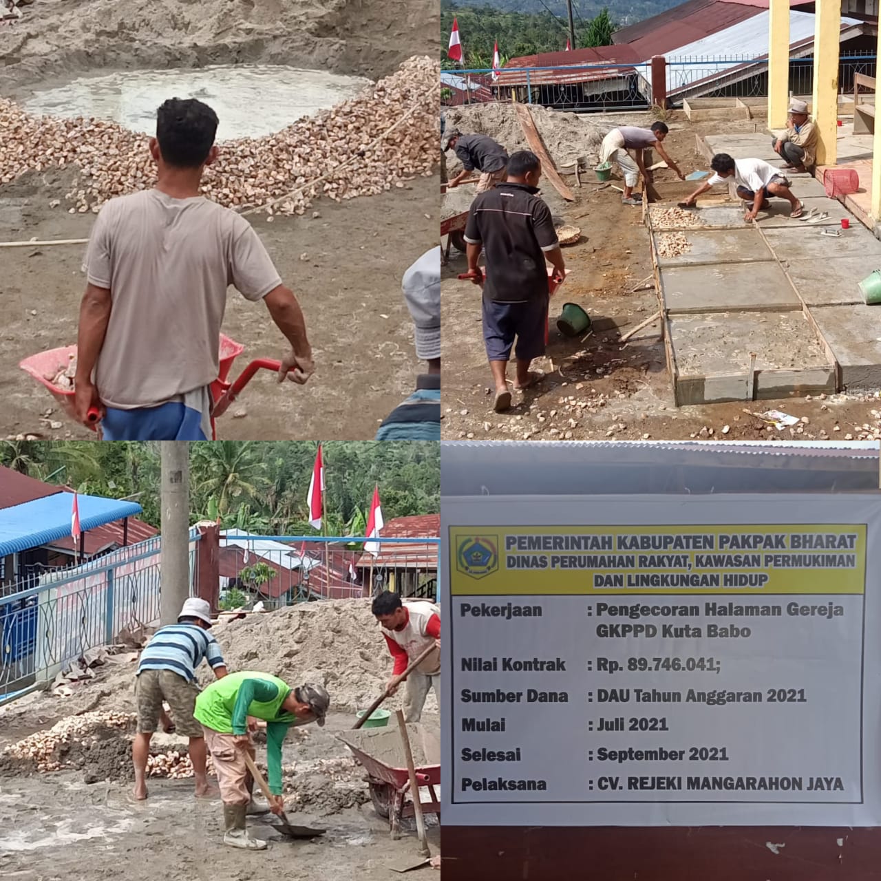 Pekerjaan Pengecoran Halaman Gereja GKPPD Desa Kuta Babo Diduga Tidak Sesuai RAB Dan Spesifikasi