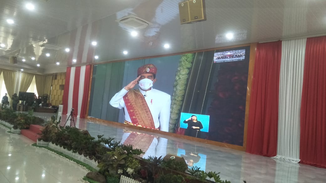 GUBERNUR SUMATERA UTARA MENGIKUTI UPACARA SECARA VIRTUAL DENGAN PRESIDEN REPUBLIK INDONESIA