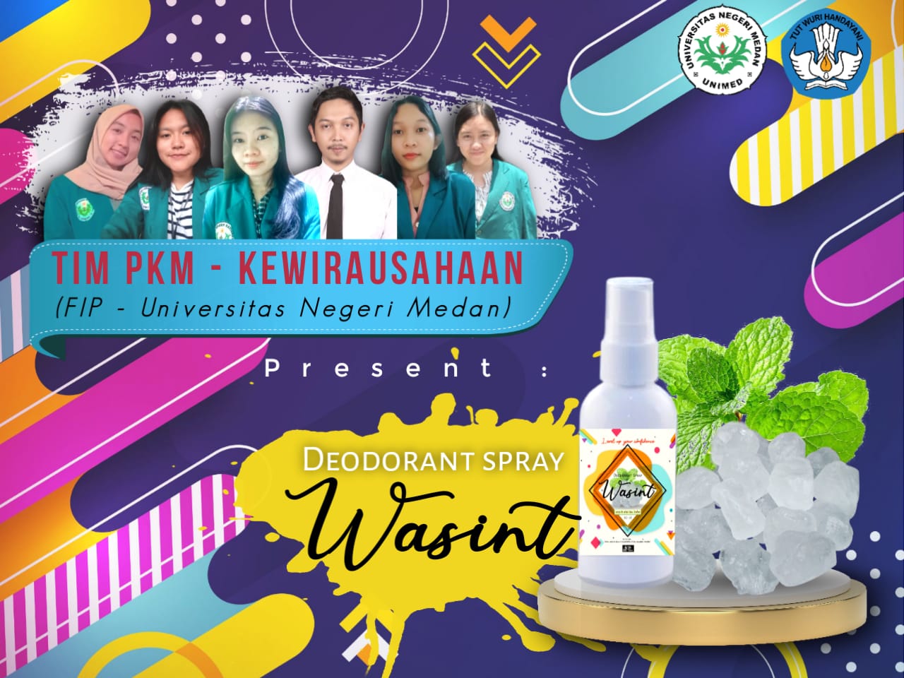 Tim Pkm-K PGSD Fip UNIMED Manfaatkan Tawas dan Daun Mint (Wasint) Bahan Alami Pembuatan Deodorant Spray